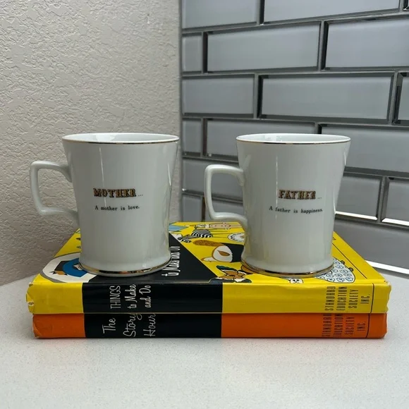 Vintage Mother Father Mugs Cups Porcelain - Picture 5 of 12